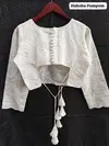 ZF By Ruhi Off White Hakoba Pompom Western Wear Blouse Wholesale Price In Surat
 